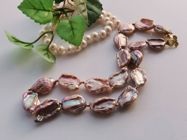 Colier perle lavender keshi