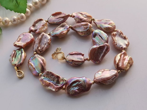 Colier perle lavender keshi