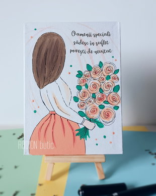 Cadou cadru didactic placuta pictata manual personalizata cu mesaj