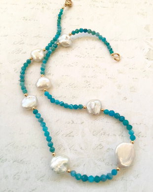 Colier CHOKER Apatit & perle baroc
