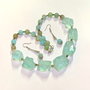 SET ~BLUE ICE~ nuggets sticla,imitatie aquamarine,hematit electroplacat,agate crackle,accesorii argintate,inox