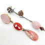 ROSIE'S ROSE Cercei asimetrici din argint, cuart roz,  kunzit, granat, cercei lungi argint, cercei statement, cercei handmade