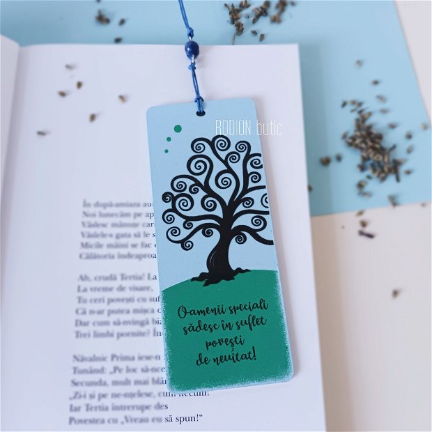 Semn de carte Copacul Vietii pictat manual cu mesaj personalizat