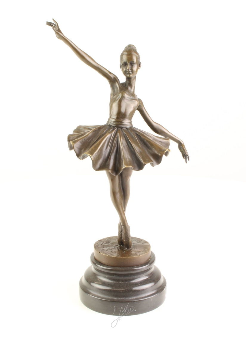 Balerina - statueta din bronz pictat pe soclu din marmura