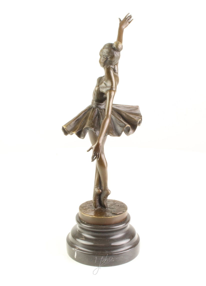 Balerina - statueta din bronz pictat pe soclu din marmura