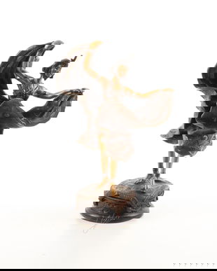 Dansatoare - statueta din bronz pictat pe soclu din marmura