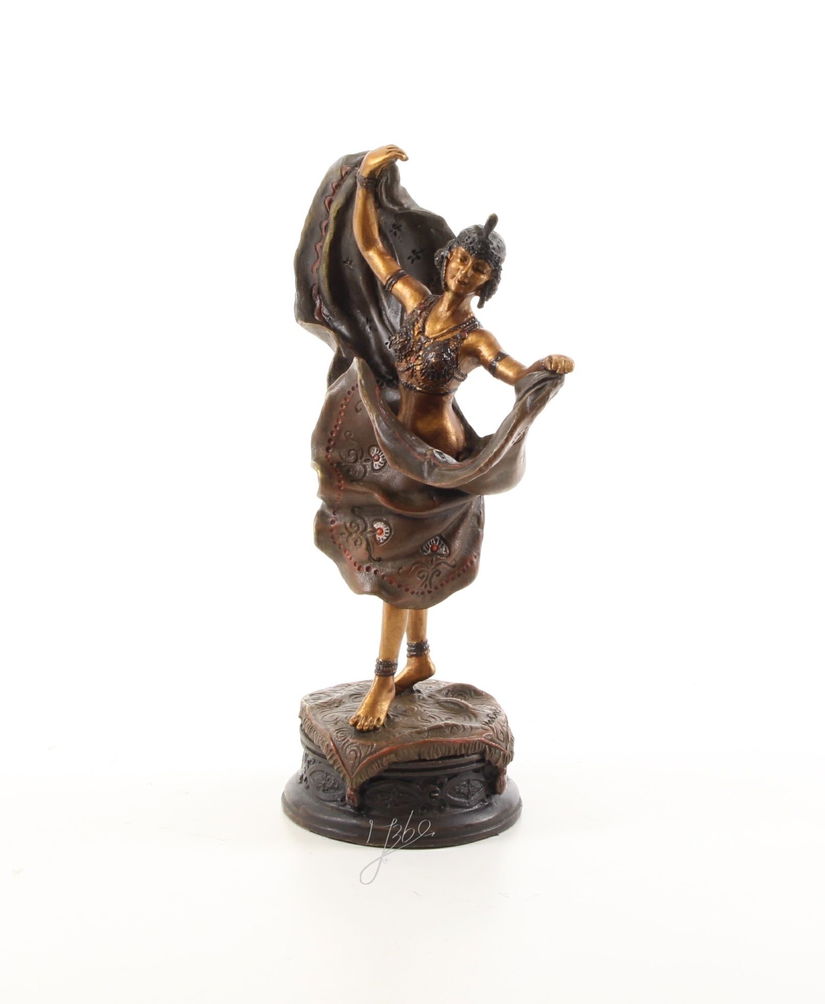 Dansatoare - statueta din bronz pictat pe soclu din marmura
