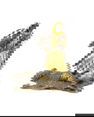 Vanator arab - statueta din bronz pictat