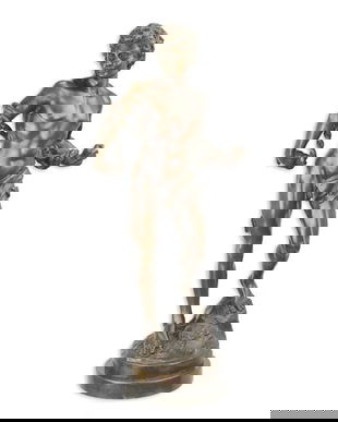 Sclav mare - statueta din bronz pictat pe soclu din marmura