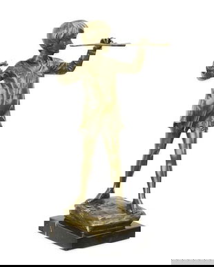 Peter Pan- statueta din bronz pe soclu din marmura