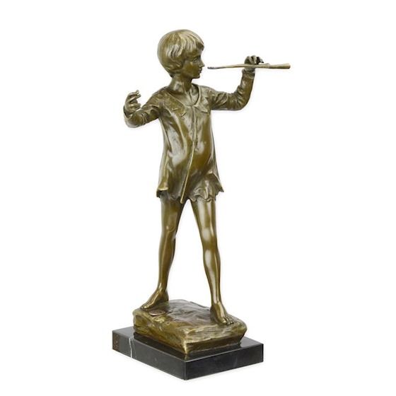 Peter Pan- statueta din bronz pe soclu din marmura