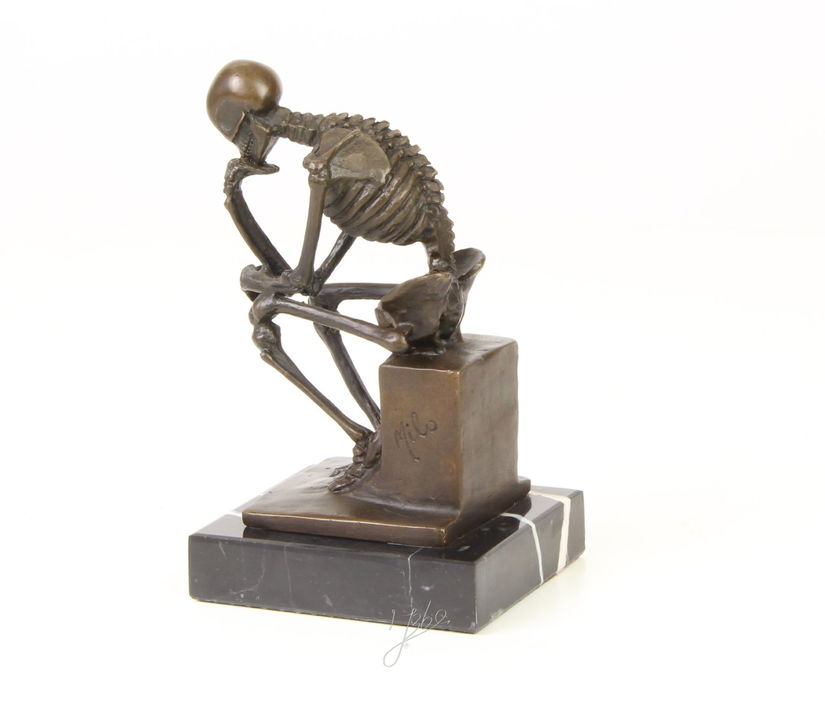 Skeleton - statueta din bronz pe soclu din marmura