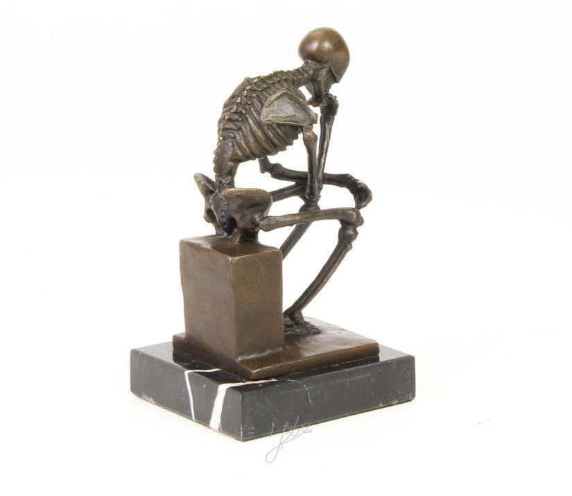 Skeleton - statueta din bronz pe soclu din marmura