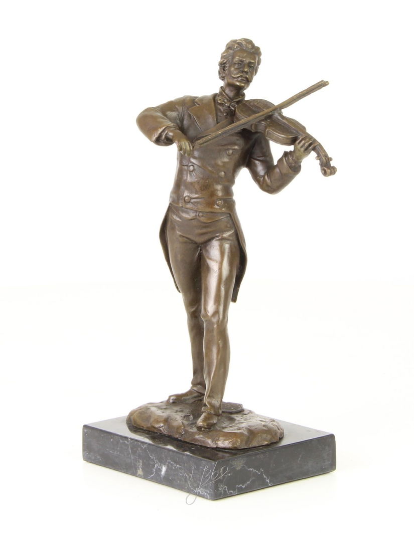 Johan Straus - statueta din bronz pictat pe soclu din marmura