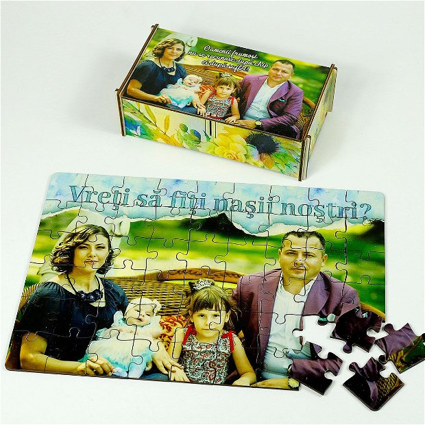 Puzzle din lemn - cadou personalizat cerere nasi (cu poza)