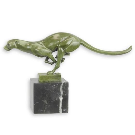 Puma - statueta din bronz pe soclu din marmura