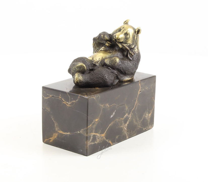 Ursul Panda - statueta din bronz pe soclu din marmura