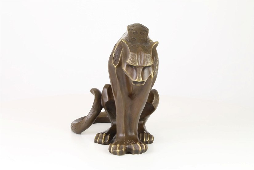 Jaguar stilizat  - statueta moderna din bronz