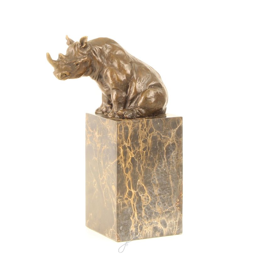 Rinocer- statueta din bronz pe soclu din marmura