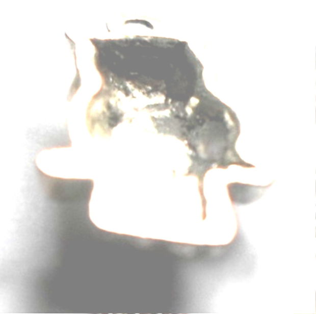 Charm metalic bufnita model romburi pe cap si burtica argintiu
