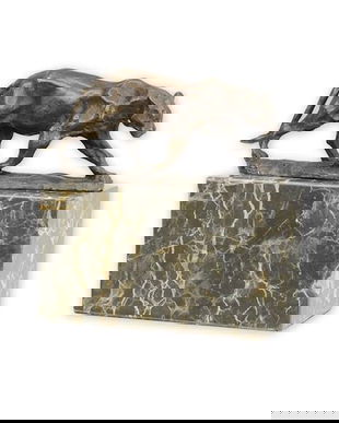 Pantera- statueta din bronz pe soclu din marmura