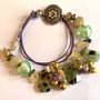 REZERVAT C.!!! COLIER ~GREEN HEART~ prehnit,citrin,ametist,perle de cultura,hematit,murano,piele naturala,zamac