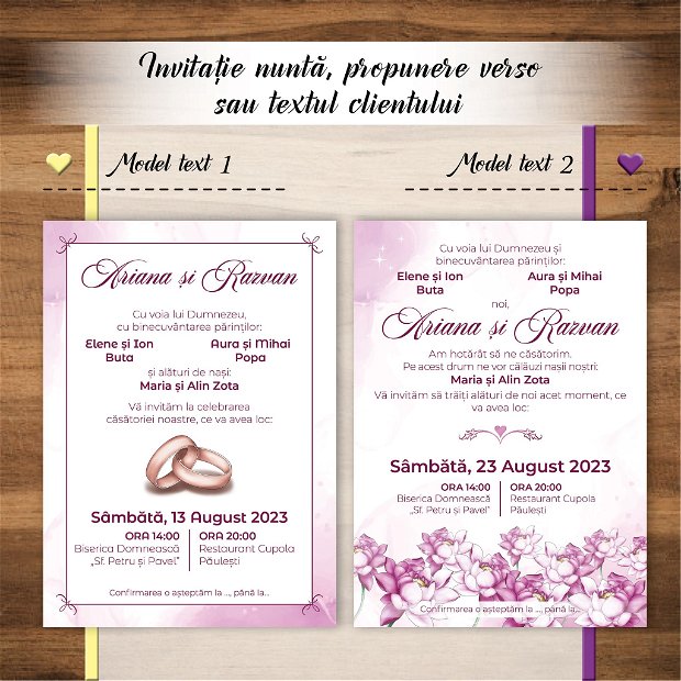 Invitație nuntă - NUFĂR ALB-ROZ