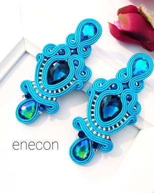 REZERVATI Cercei soutache turcoaz