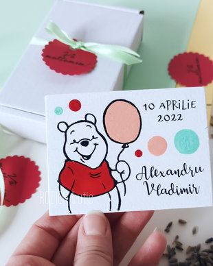Marturii personalizate Winnie the Pooh cu magnet pictate manual