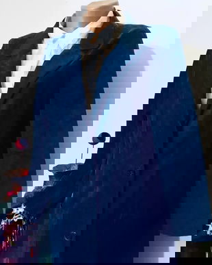 Haina/sacou piele intoarsa bleumarin