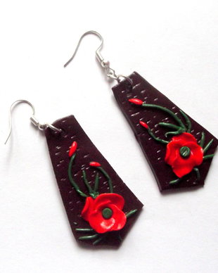 cercei fimo cu maci 40711