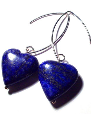 Cercei Lapis lazuli si Argint 925 - CE324 - Cercei inima, cercei romantici, bijuterii inima, cercei pietre semipretioase, cristale vindecatoare, cristaloterapie