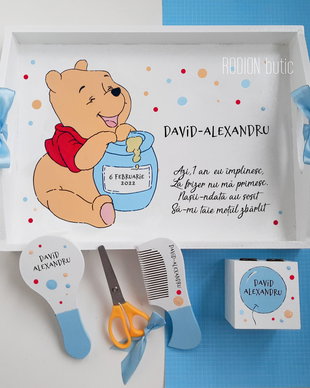 Tava taierea motului Winnie the Pooh baietel pictata manual personalizata