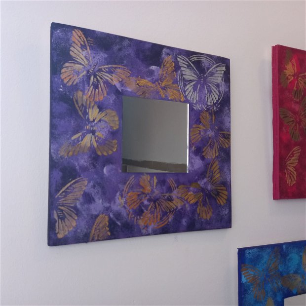 Oglinda pictata manual " Fluturași violet"