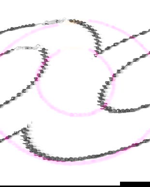 Set bratara si colier rubine si argint