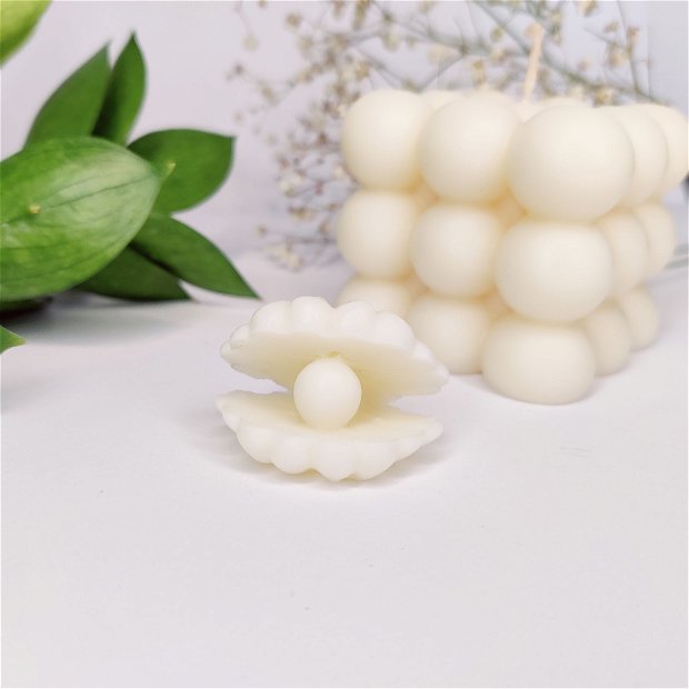 Lumânare decorativă parfumată din soia bubble, albă, Kandor Special Gifts