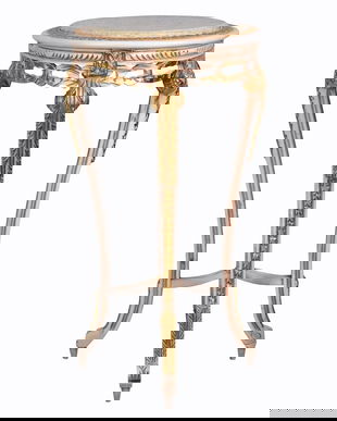 Masa din lemn alb cu blat din marmura bej