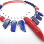 Colier handmade unicat - coral, lapis lazuli (cod633)