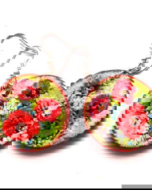 cercei lemn cu maci 40443