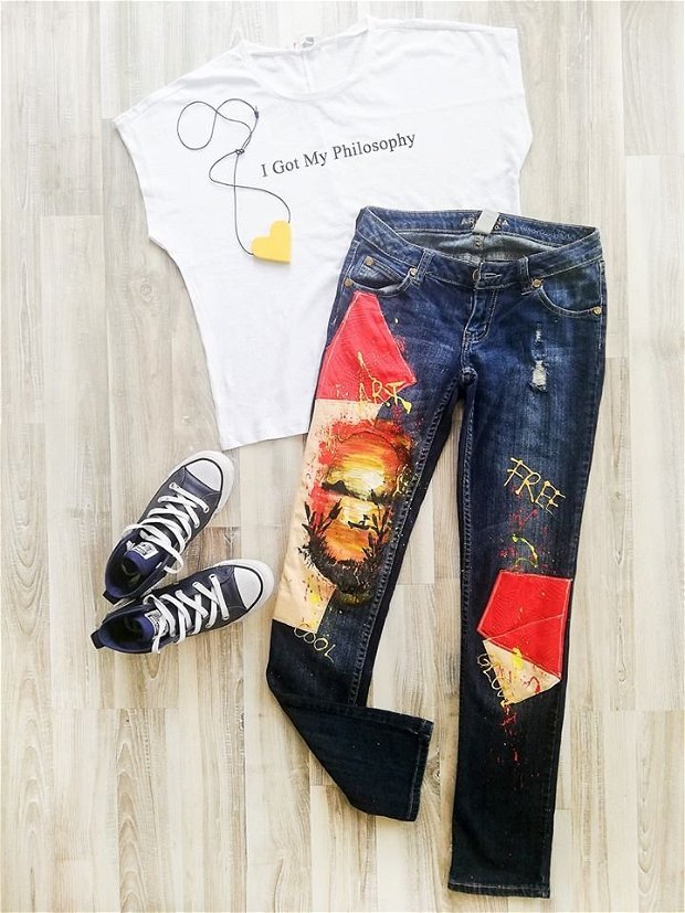 Jeansi UPcycled ARTistic - colectia Freedom, Quiet Sunset