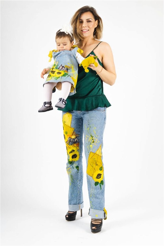 Set mama-fiica UPcycled ARTistic - colectia Freedom, Sunflower Set