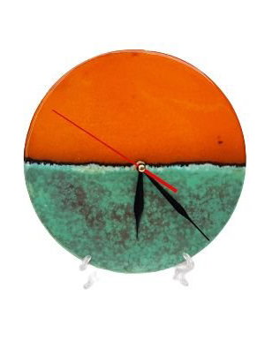 Ceas de perete din ceramică handmade. WaterlyOrange