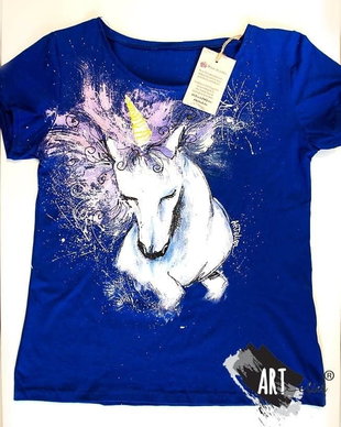 Tricou pictat manual, Pastel Unicorn - La Comanda
