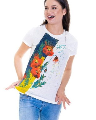 Tricou UPcycled ARTistic, Splashy Poppies