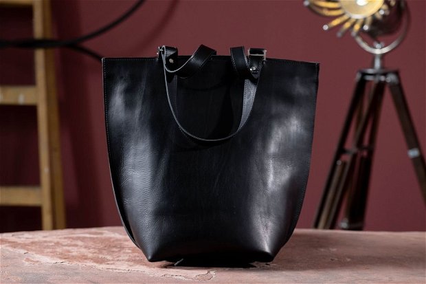 Geanta Piele Black Pearl Leather Bag
