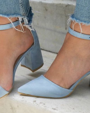 Pantofi Kasia, piele intoarsa bleu