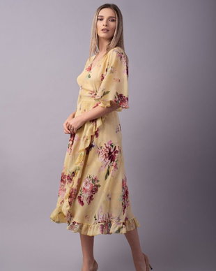Rochie din voal print floral Rosanna
