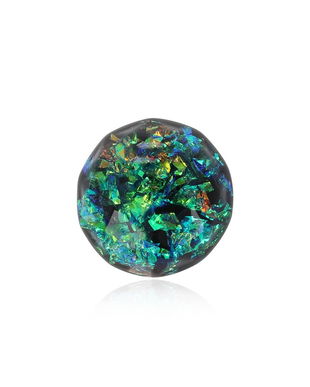 Broșă Rotundă Fațetată în nuanțe de verde și arămiu