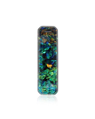 Broșă Rectangulară Fațetată în nuanțe de verde și arămiu