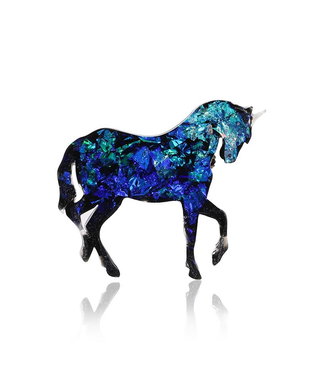 Broșă Unicorn, albastru electric și turcoaz